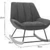 Canap & Fauteuil Miliboo Rocking Chair | Rocking Chair Design En Tissu Effet Velours Gris Fonc , M Tal Noir Et Bois Clair Billie