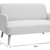 Canap & Fauteuil Miliboo Canap Design | Canap Scandinave 2 Places En Tissu Effet Velours Textur Beige Et Bois Clair Isko