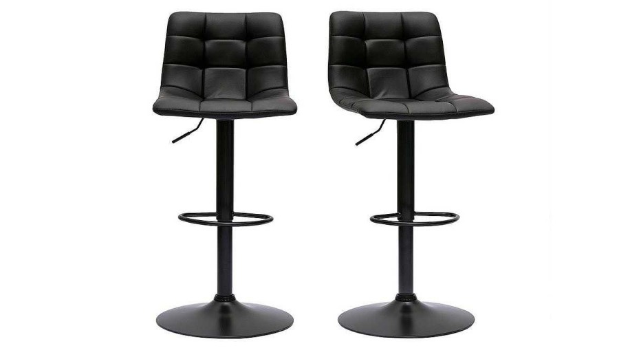 Chaise & Tabouret Miliboo Tabouret De Bar | Tabourets De Bar R Glables Design Noirs (Lot De 2) Maxwell