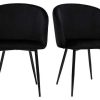 Chaise & Tabouret Miliboo Chaise Design | Chaises Design Noires En Tissu Velours Et M Tal (Lot De 2) Vanity