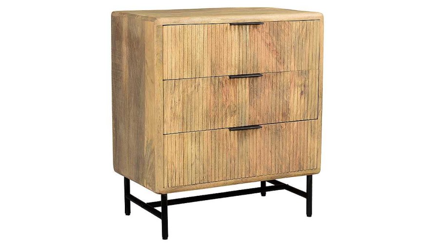 Rangement Miliboo | Commode Grav E En Bois Manguier Massif Et M Tal Noir 3 Tiroirs L70 Cm Morisson