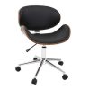 Chaise & Tabouret Miliboo | Chaise De Bureau Roulettes Design Noir, Bois Fonc Noyer Et Acier Chrom Walnut