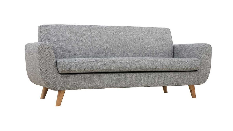 Canap & Fauteuil Miliboo Canap Design | Canap Scandinave 3 Places En Tissu Gris Clair Et Bois Clair Pure