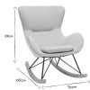 Canap & Fauteuil Miliboo Rocking Chair | Rocking Chair Scandinave En Tissu Gris Clair, M Tal Noir Et Bois Clair Eskua