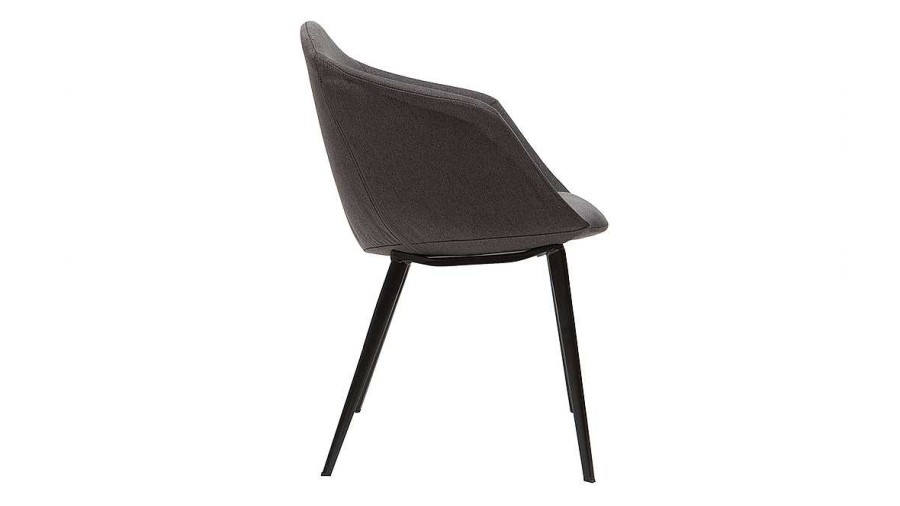 Chaise & Tabouret Miliboo Chaise Design | Chaises Design En Tissu Gris Fonc Et M Tal Noir (Lot De 2) Taya