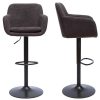 Chaise & Tabouret Miliboo Tabouret De Bar | Tabourets De Bar R Glables Tissu Effet Velours Gris Fonc Et M Tal (Lot De 2) Amika