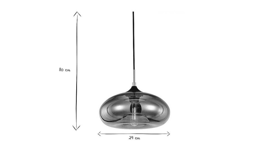 Luminaire Miliboo | Suspension Design En Verre Souffl Noir Transparent D29 Cm Mistic