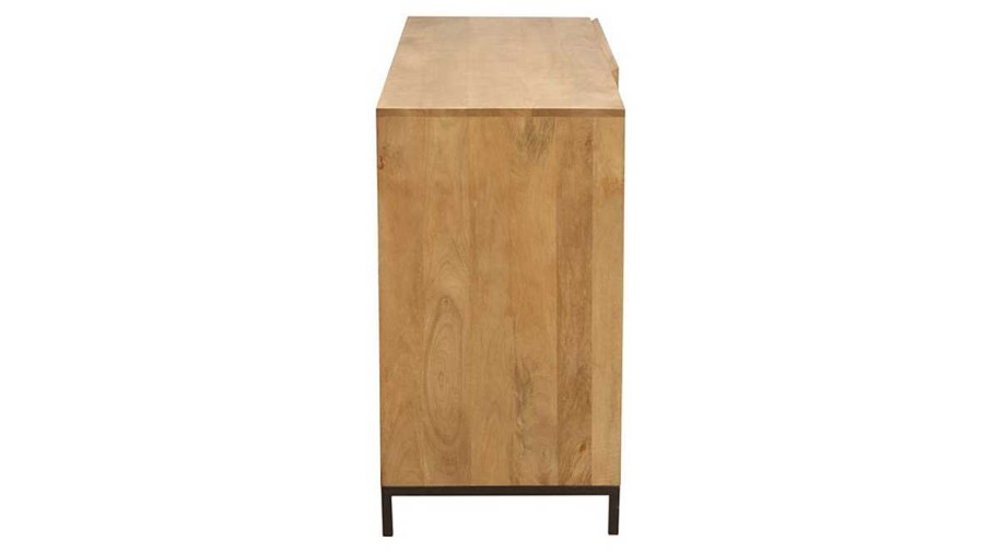 Rangement Miliboo | Buffet Industriel En Bois Manguier Massif Et M Tal Noir 2 Portes L145 Cm Ypster