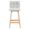 Chaise & Tabouret Miliboo Tabouret De Bar | Tabourets De Bar En Tissu Gris Clair Et Bois H65 Cm (Lot De 2) Klaris