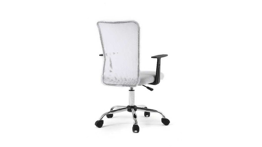 Chaise & Tabouret Miliboo | Fauteuil De Bureau Roulettes Design En Mesh Blanc Et Acier Chrom Pluz