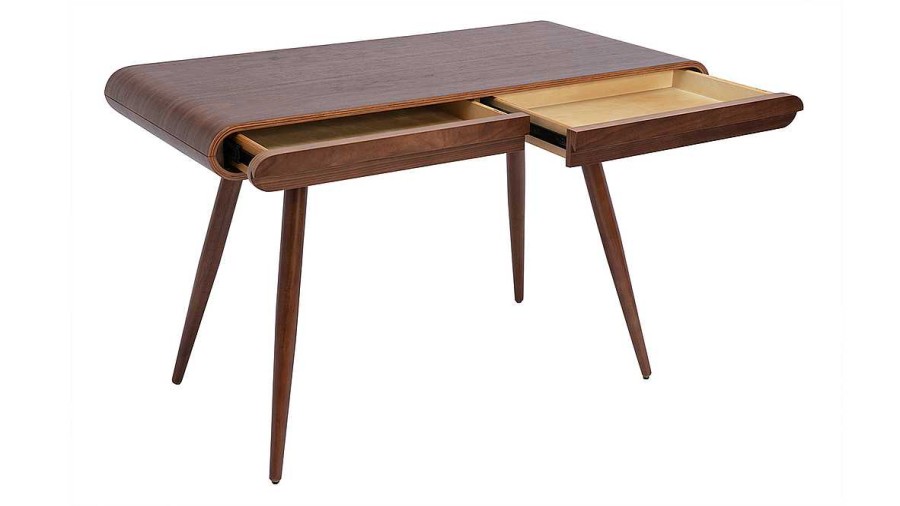 Bureau Miliboo Bureau Design | Bureau Avec Rangements 2 Tiroirs Vintage Bois Fonc Noyer L120 Cm Bjorg