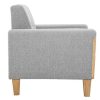 Canap & Fauteuil Miliboo Fauteuil Design | Fauteuil Scandinave En Tissu Gris Et Bois Clair Fjord