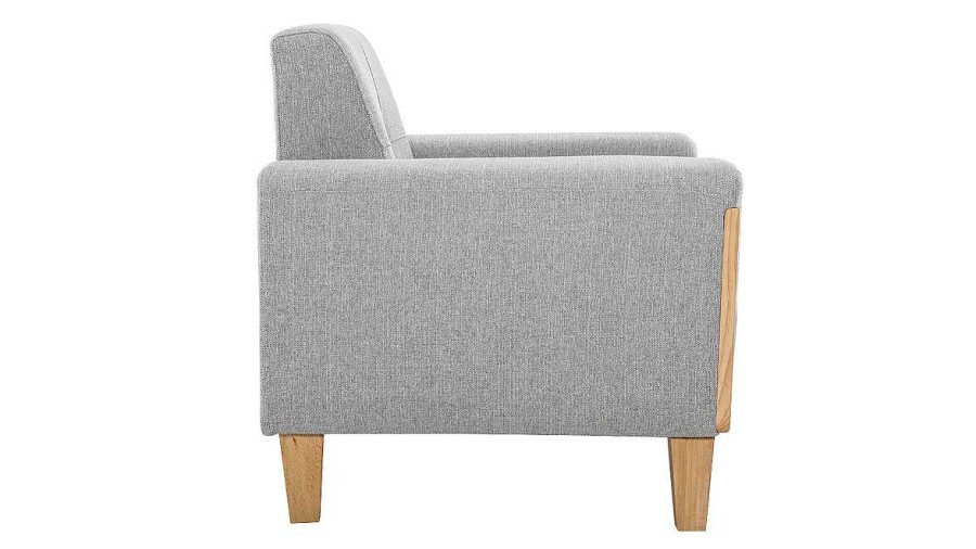 Canap & Fauteuil Miliboo Fauteuil Design | Fauteuil Scandinave En Tissu Gris Et Bois Clair Fjord