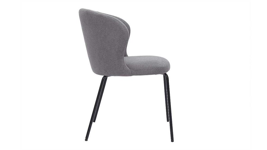 Chaise & Tabouret Miliboo Chaise Design | Chaise Design En Tissu Effet Velours Gris Et M Tal Noir Yda