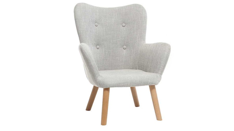 Enfant Miliboo | Fauteuil Enfant Scandinave En Tissu Gris Polaire Et Bois Clair Baby Bristol