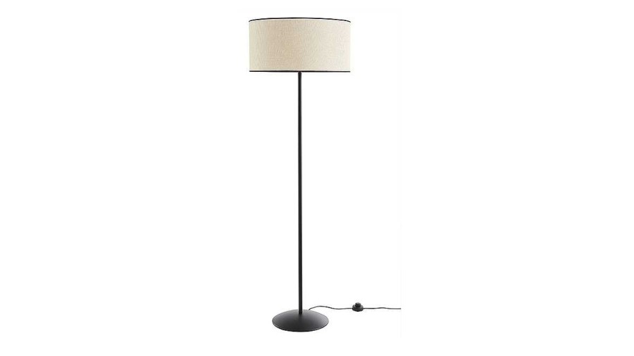 Luminaire Miliboo | Lampadaire Avec Abat-Jour En Papier Tiss Naturel Et M Tal Noir H160 Cm Zeta