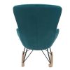 Canap & Fauteuil Miliboo Rocking Chair | Rocking Chair Design En Tissu Velours Gaufr Bleu Canard, M Tal Noir Et Bois Clair Eskua