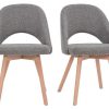 Chaise & Tabouret Miliboo Chaise Design | Chaises Scandinaves En Tissu Effet Velours Textur Gris Et Bois Clair (Lot De 2) Cosette