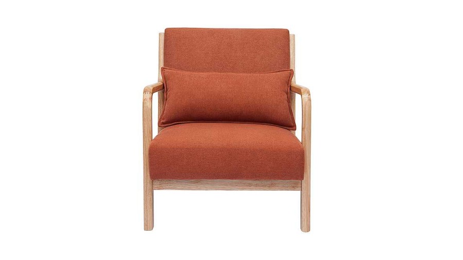 Canap & Fauteuil Miliboo Fauteuil Design | Fauteuil Scandinave En Tissu Effet Velours Terre Br L E Et Bois Clair Massif Derry