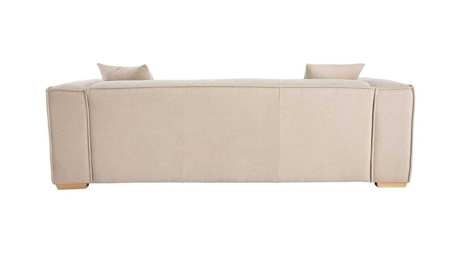 Canap & Fauteuil Miliboo Canap Design | Canap Design 3 Places En Tissu Effet Velours Naturel Et Bois Clair Cobain