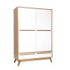 Chambre Miliboo | Armoire Design Avec Penderie Finition Bois Clair Et Blanc Mat L120 Cm Helia