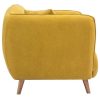 Canap & Fauteuil Miliboo Canap Design | Canap 2 Places En Tissu Effet Velours Jaune Moutarde Et Bois Clair Folk