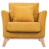 Canap & Fauteuil Miliboo Fauteuil Design | Fauteuil Scandinave D Houssable En Tissu Effet Velours Jaune Moutarde Et Bois Clair Oslo