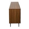 Rangement Miliboo | Buffet Design En Bois Fonc Ch Ne Massif Grav Et M Tal Noir 4 Portes L180 Cm Archipel