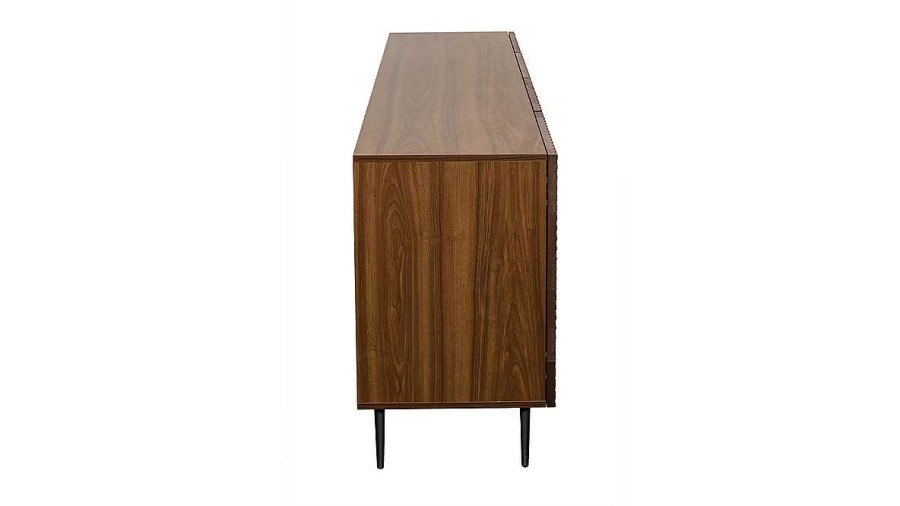 Rangement Miliboo | Buffet Design En Bois Fonc Ch Ne Massif Grav Et M Tal Noir 4 Portes L180 Cm Archipel