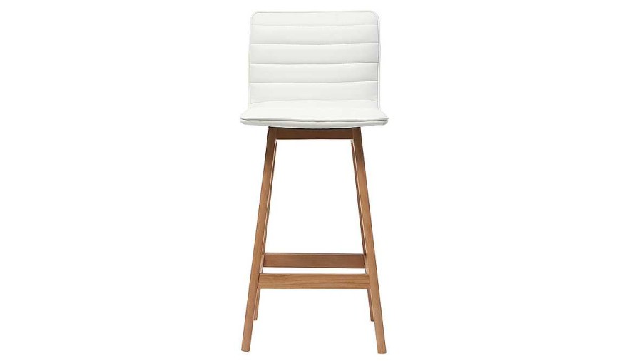 Chaise & Tabouret Miliboo Tabouret De Bar | Tabouret De Bar Design Bois Et Blanc 65 Cm (Lot De 2) Emma