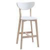 Chaise & Tabouret Miliboo Tabouret De Bar | Tabourets De Bar Scandinaves Blanc Et Bois 75 Cm (Lot De 2) Leena