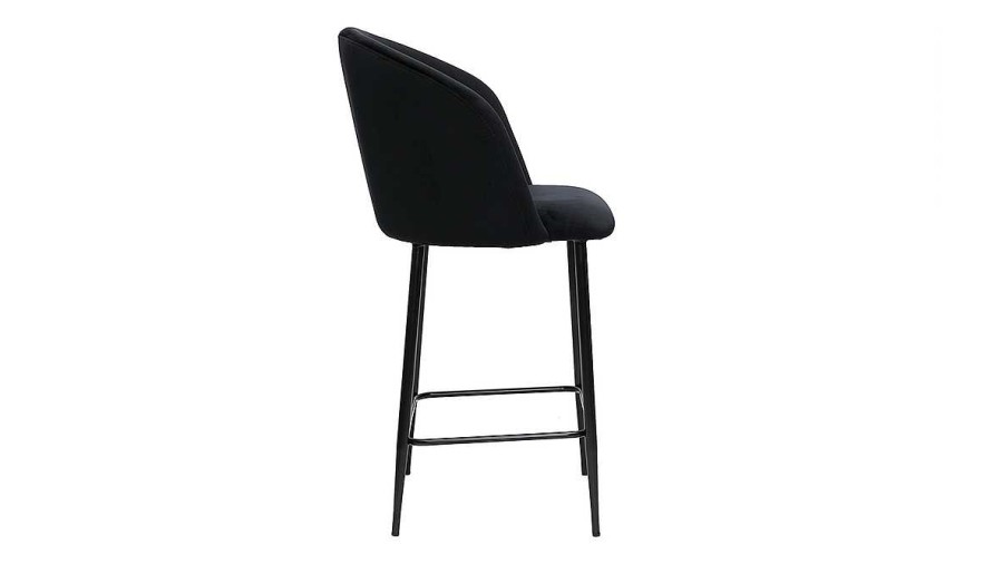 Chaise & Tabouret Miliboo Tabouret De Bar | Tabouret De Bar Design En Velours Noir H68 Cm Vanity