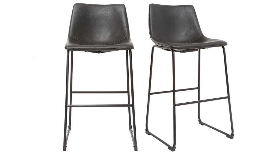 Chaise & Tabouret Miliboo Tabouret De Bar | Tabourets De Bar Vintage Noirs 73 Cm (Lot De 2) New Rock