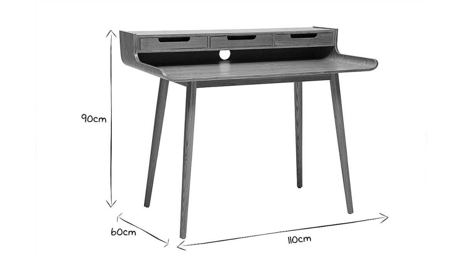 Bureau Miliboo Bureau Design | Bureau Avec Rangements Scandinave Bois Clair L110 Cm Opus