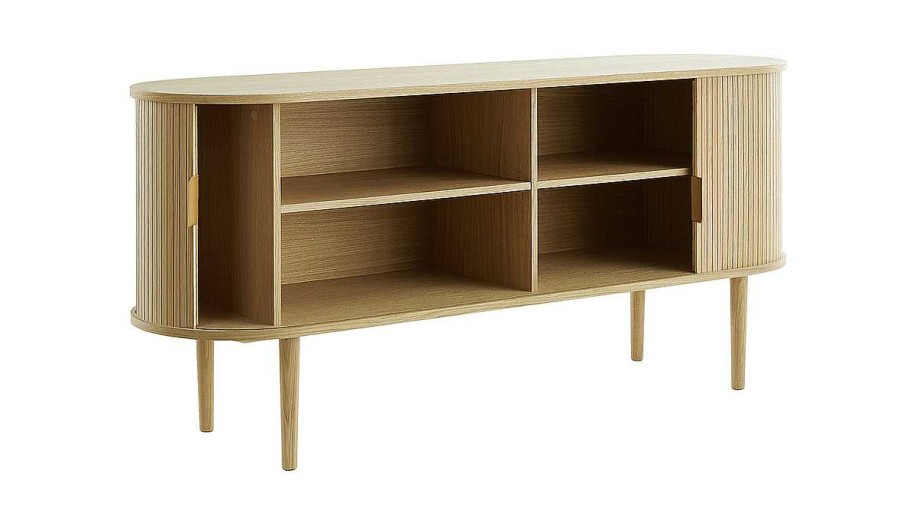 Rangement Miliboo | Buffet Vintage En Bois Clair Ch Ne 2 Portes Coulissantes L160 Cm Epic