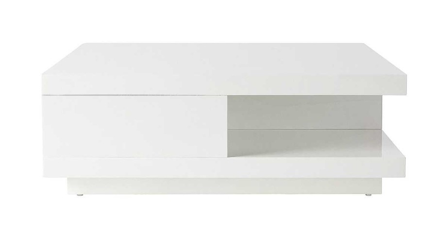 Table Miliboo | Table Basse Carr E Avec Rangements 2 Tiroirs Design Blanc Laqu E L85 Cm Kary