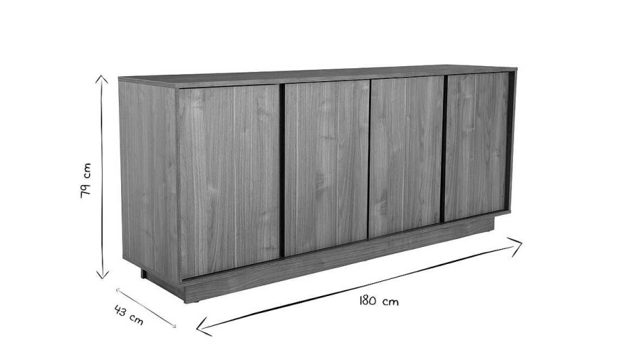 Rangement Miliboo | Buffet Scandinave Finition Bois Ch Ne 4 Portes L180 Cm Como