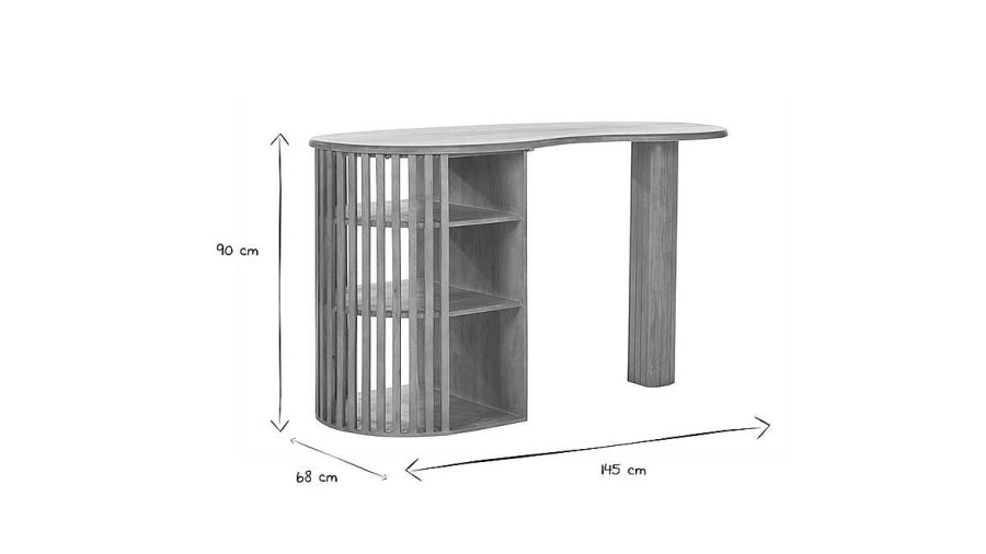 Table Miliboo | Table De Bar Avec Rangements En Bois Manguier Massif H90 Cm Lobio