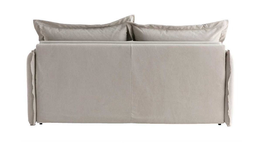 Canap & Fauteuil Miliboo Canap Convertible | Canap Convertible D Houssable En Coton Beige Avec Matelas 13 Cm Aldo