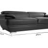 Canap & Fauteuil Miliboo Canap Cuir | Canap Design Avec T Ti Res Ajustables 3 Places Cuir Noir Et Acier Chrom Ewing