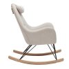 Bureau Miliboo | Rocking Chair Scandinave En Tissu Beige, M Tal Noir Et Bois Clair Mania