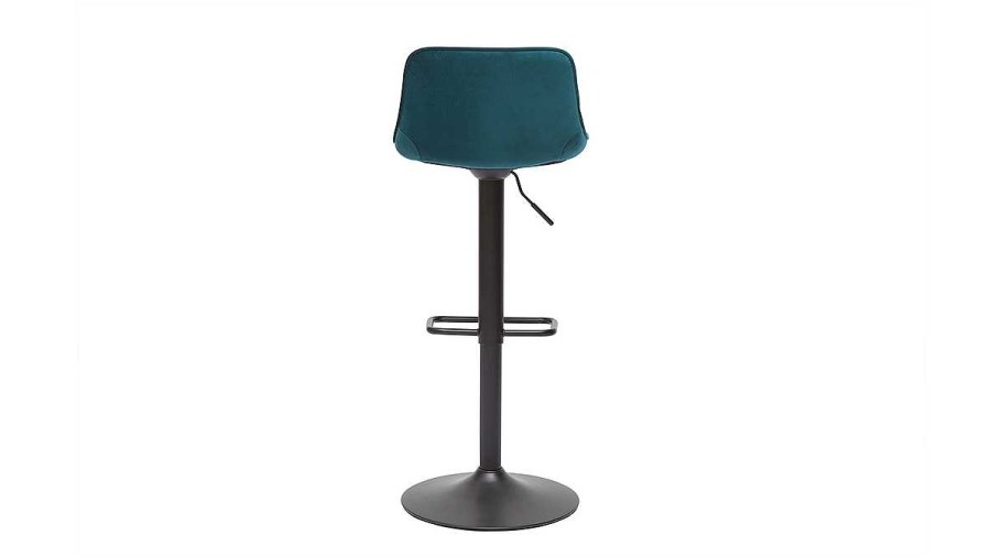 Chaise & Tabouret Miliboo Tabouret De Bar | Tabourets De Bar R Glables Pivotants 360° En Tissu Velours Bleu P Trole Et M Tal Noir (Lot De 2) Boost