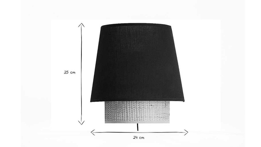 Luminaire Miliboo | Applique Murale Design En Tissu Noir Et Rabane Naturelle H25 Cm Jume