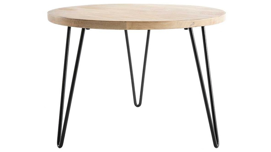 Table Miliboo | Table Basse Ronde Bois Manguier Massif Et M Tal Noir D60 Cm Vibes