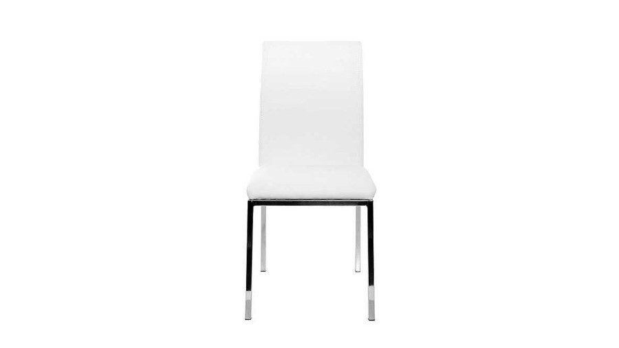 Chaise & Tabouret Miliboo Chaise Design | Chaises Design Blanc Et Acier Chrom (Lot De 2) Simea