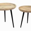 Table Miliboo | Tables Basses Gigognes Rondes Bois Manguier Massif Et M Tal Noir (Lot De 2) Pyta