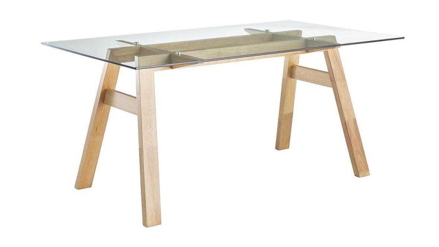 Table Miliboo Table Manger Fixe | Table Manger Design En Verre Transparent Et Bois Clair L160 Cm Bacco