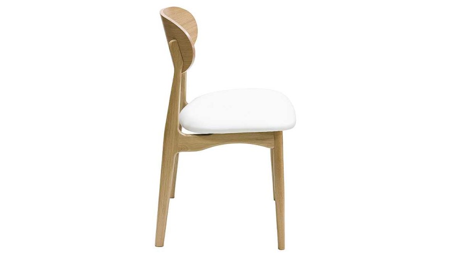 Chaise & Tabouret Miliboo Chaise Design | Chaises Design Blanc Et Bois Clair Ch Ne Massif (Lot De 2) Vicky