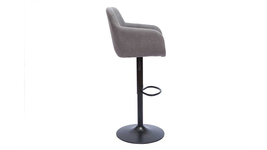 Chaise & Tabouret Miliboo Tabouret De Bar | Tabourets De Bar R Glables Tissu Effet Velours Gris Et M Tal (Lot De 2) Amika