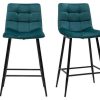 Chaise & Tabouret Miliboo Tabouret De Bar | Tabourets De Bar Design En Velours Bleu P Trole H65 Cm (Lot De 2) Maxwell